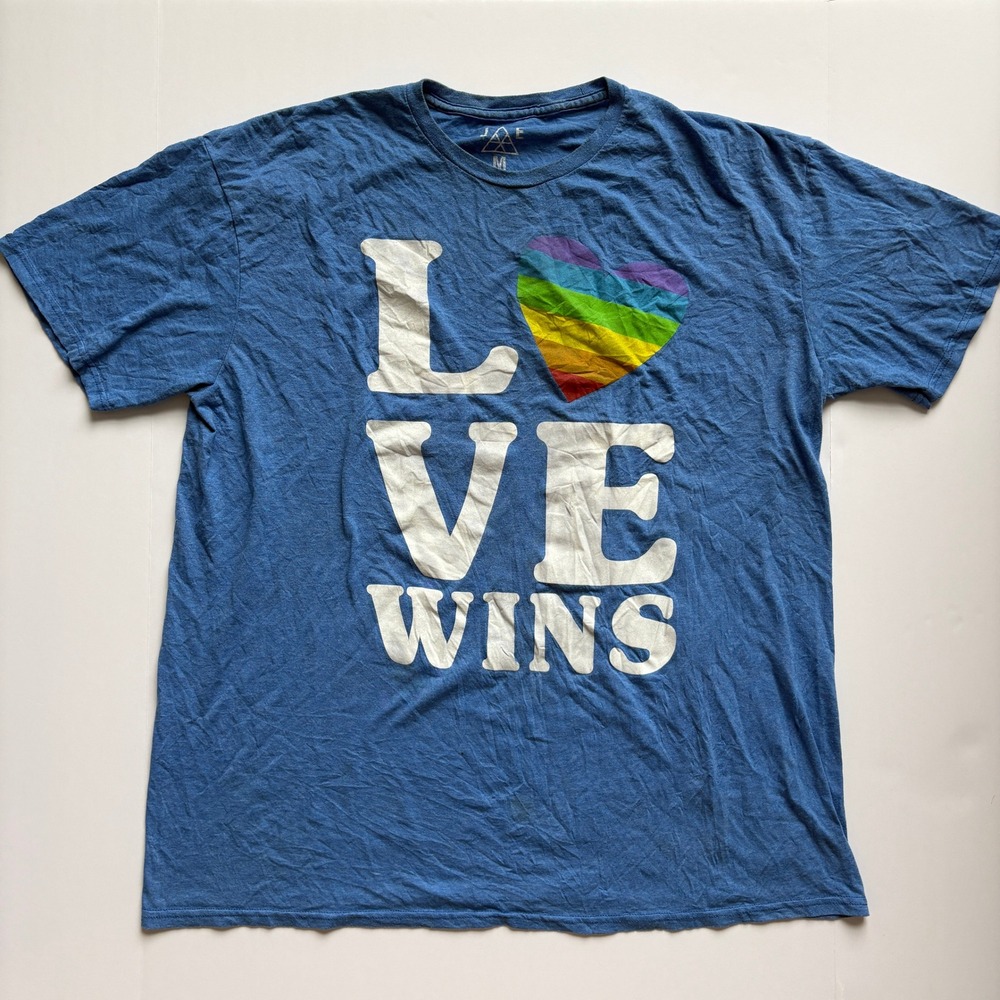 JEM Collective Love Wins Rainbow Pride T Shirt 2XL Blue LGBTQ Graphic Tee